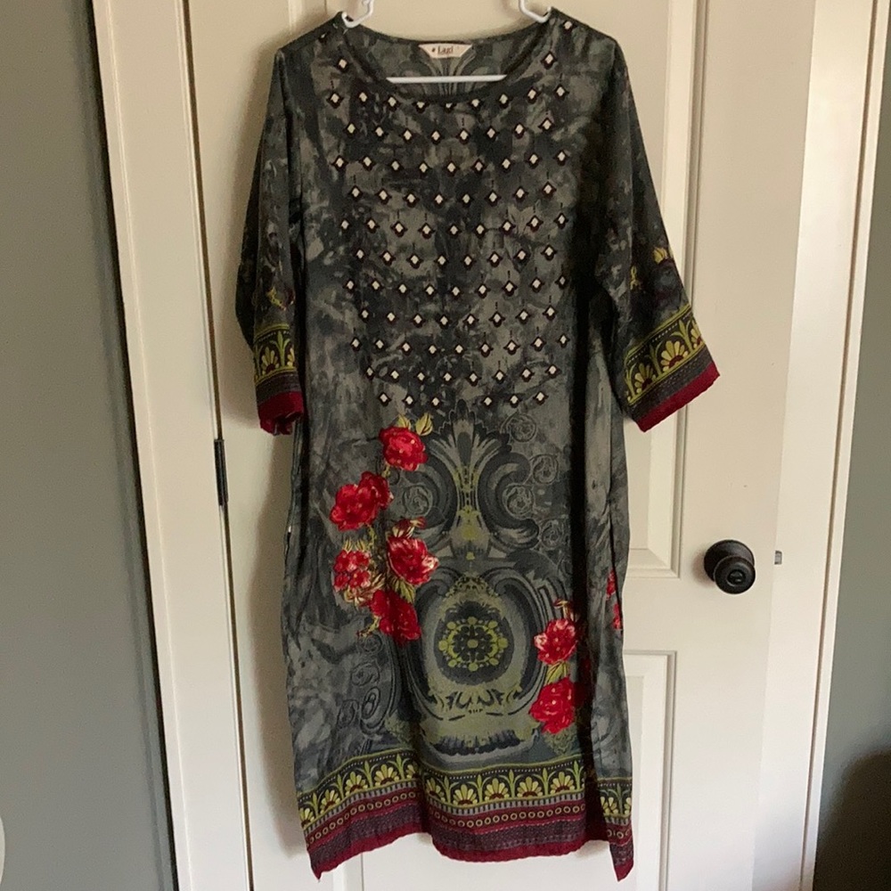 Indian kurti/tunic paisley shirt with rose detail